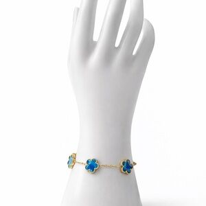 Gold & Blue Clover Charm Bracelet – Trendy Minimal Style